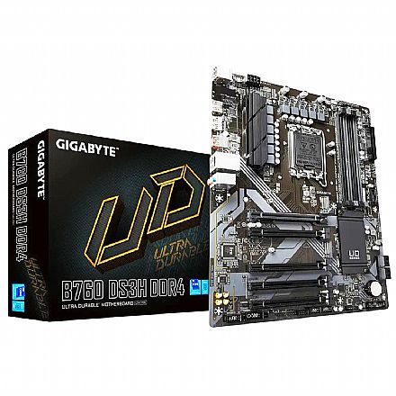 Placa Mãe para Intel - Placa Mãe Gigabyte B760 DS3H DDR4 (LGA 1700 - DDR4 5333 O.C) - USB 3.2 - Slot M.2 - ATX