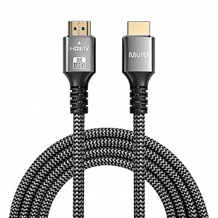 Cabo HDMI 2.1 - 2 Metros - 8K 60Hz / 4K 120Hz - Revestimento em Nylon - Multilaser WI522 Cabo & Adaptador - Cabo HDMI 2.1 - 2 Metros - 8K 60Hz / 4K 120Hz - Revestimento em Nylon - Multilaser WI522