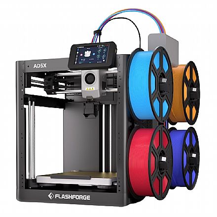 Impressora 3D - Impressora 3D FlashForge AD5X - Impressão Multicolorida 600mm/s - Volume de Construção 220 x 220 x 220mm - Extrusão 300°C - Wi-Fi