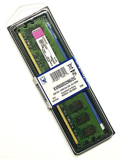 Memória para Desktop - Memória 2GB DDR2 800MHz Kingston Value - KVR800D2N6/2G