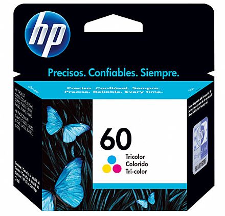 Cartucho - Cartucho HP 60 Colorido - CC643WB - Para HP Deskjet D1660 / D2530 / D2545 / D2560 / D2660 / F4280 / F4480 / Photosmart C4680 / C4780