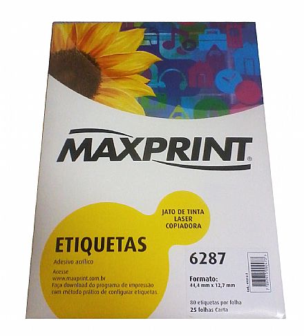 Papelaria - Etiqueta Adesiva 6287 Maxprint 492147 - 44,4 x 12,7mm - 25 folhas carta