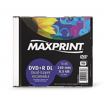 Mídia - DVD+R DL 8.5GB 8x - Dual Layer - Unidade - Maxprint 502314