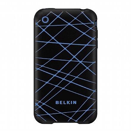 Acessorios de telefonia - Capa para iPhone 3G - Belkin Grip Vector - Silicone Preto/Azul - F8Z474-BKB