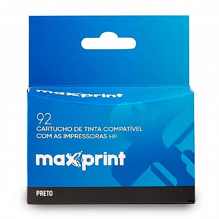 Cartucho - Cartucho compatível HP 92 Preto - C9362WL - Maxprint 6111679 - Para HP Deskjet 5440, Photosmart 7830, 7850, C3180, PSC 1507, 1510, 1510v, 1510xi, OfficeJet 6310