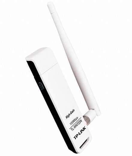 Placas e Adaptadores de rede - USB Adaptador Wi-Fi TP-Link TL-WN722N - 150Mbps - Antena Removível de 4dBi
