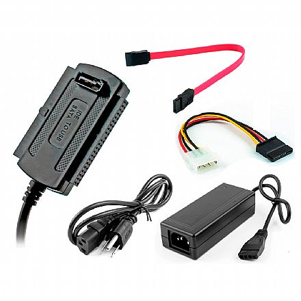 Cabo & Adaptador - Cabo Conversor USB para SATA / IDE - Com Fonte de Alimentação