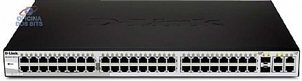 Rede Switch - Switch 48 portas D-Link DES-1210-52 - Gerenciável - 48 portas 100Mpbs - 4 portas Gigabit - 2 portas Combo SFP