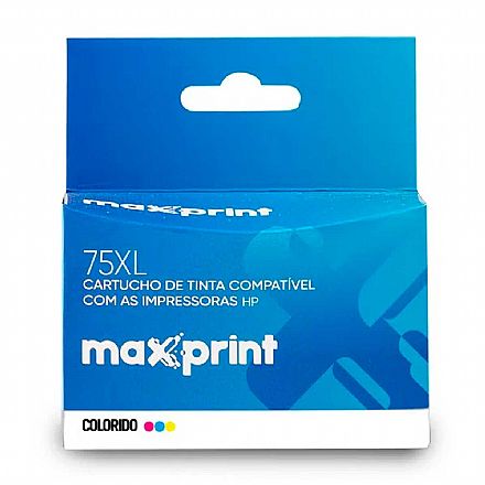 Cartucho - Cartucho compatível HP 75XL Colorido - CB338WL - Maxprint 6111741 - HP Deskjet D4260 / 4360 / C4280 / C4385 / C4480 / C5280 / C5360 / Officejet J5780 / J6480