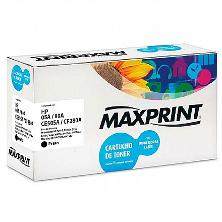 Toner - Toner compatível HP CE505A / CF280A Preto - Maxprint 5613667 - para LaserJet P2030/2035/2035- D/2050/2050- D/2055N/P2055DN/2055X/ LaserJet Pro 400 M401A/M401N/M401DN/ M401DW/ 400 MFP M425DN/M425DWT