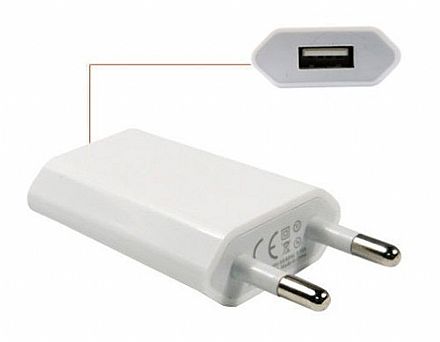 Carregadores - Mini Carregador USB 5V - 1000mA - para iPhone/Celular/GPS e outros dispositivos
