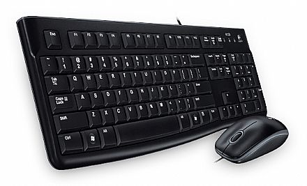 Kit Teclado e Mouse - Kit Teclado e Mouse USB Logitech Desktop MK120 - ABNT2 - Preto - 920-004429