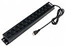 Regua com 12 Tomadas - com Filtro de linha - para Rack 19" - 10A - cabo 1,5m - Preto - Forceline 0091000001