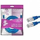 Cabo de Rede FTP (Patch Cord) RJ45 Cat 5e - Blindado - 5 metros - Azul - Chip SCE 018-9913