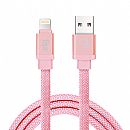 Cabo Lightning para USB - em Tecido Canvas - para iPhone, iPad, iPod - 1 metro - Rosa - ELG CNV810PK