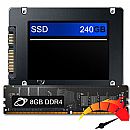 Kit Upgrade de alto desempenho - SSD 240GB + Memória 8GB DDR4, aumento da velocidade do PC em até 10x