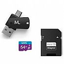 Cartão 64GB + Adaptador USB + Micro USB e Adaptador Cartão SD - Multilaser MC152