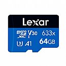 Cartão 64GB Micro SD - Classe 10 - Velocidade até 100MB/S - Lexar LSDMI64GBBNL633A