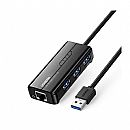 Adaptador USB para RJ45 - Gigabit Ethernet - 3 x USB 3.0 - Ugreen 20265 Adaptador USB para RJ45 - Gigabit Ethernet - 3 x USB 3.0 - Ugreen 20265