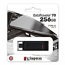 Pen Drive 256GB Kingston DataTraveler 70 - USB-C 3.2 - Preto - DT70/256GB Pen Drive 256GB Kingston DataTraveler 70 - USB-C 3.2 - Preto - DT70/256GB