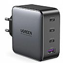Carregador de Parede USB e USB-C - Ugreen GaN CD226 - 4 Portas (3x USB-C / 1x USB-A) - 100W - Carregamento Rápido - Sem Cabo - Preto - 40747 Carregador de Parede USB e USB-C - Ugreen GaN CD226 - 4 Portas (3x USB-C / 1x USB-A) - 100W - Carregamento Rápido - Sem Cabo - Preto - 40747