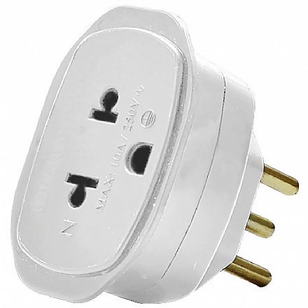 Adaptador de Tomada 2P+T Legrand Daneva - Tomada Padrão Novo - 10A - Branco - DN1662
