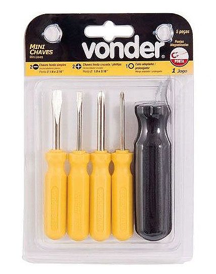 Mini Chaves de Fenda Phillips Vonder - Jogo com 5 peças