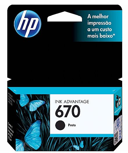 Cartucho HP 670 Preto - CZ113AB - Para HP 4625 / 4615 / 5525