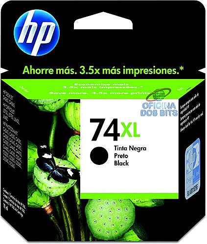 Cartucho HP 74XL Preto de alto rendimento - CB336WB - 20ml - para HP Deskjet D4260 / 4360 / Photosmart C4280 / C4385 / C4480 / C5280 / C5360 / Officejet J5780 / J6480
