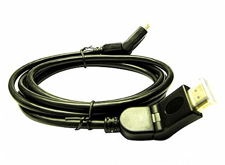 Cabo HDMI 1.4 - Conexão 90/180 Graus Rotacional - 2 metros - 3D High Speed Full HD - AK-CBHD11-20BK