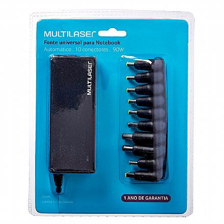 Fonte Carregador Universal para Notebook 90W Multilaser CB009 - Pontas Intercambiáveis