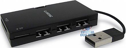 HUB USB 2.0 - 3 Portas - com Leitor de Cartao de Memória e Carregador Micro USB - Comtac 9264