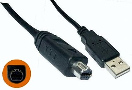 Cabo USB para Mini USB - 8 pinos redondo - para Câmera Digital/MP3/Celular