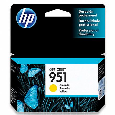 Cartucho HP 951 Amarelo - CN052AB - Para HP 251DW, 276DW, N811, 8600, 8600Plus, 8610, 8620 - Outlet