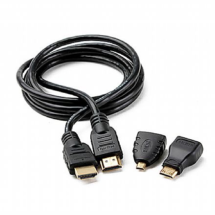 Cabo Conversor HDMI para Mini HDMI, Micro HDMI - 1,5 metros - Kit HDMI 3 em 1 - CB126