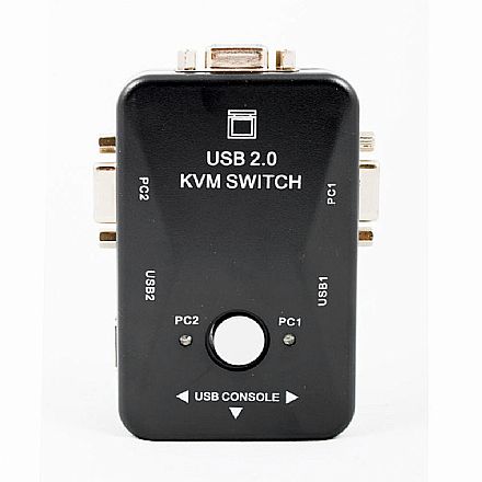 Chaveador KVM HUB21 - 2 computadores em 1 monitor, teclado e mouse - USB