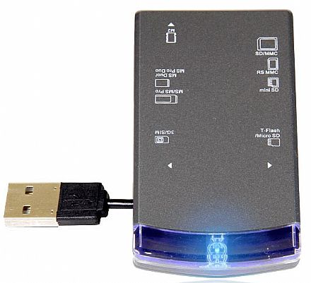 Leitor de Cartão USB 2.0 Blue Shine + SIM card - Comtac 9162