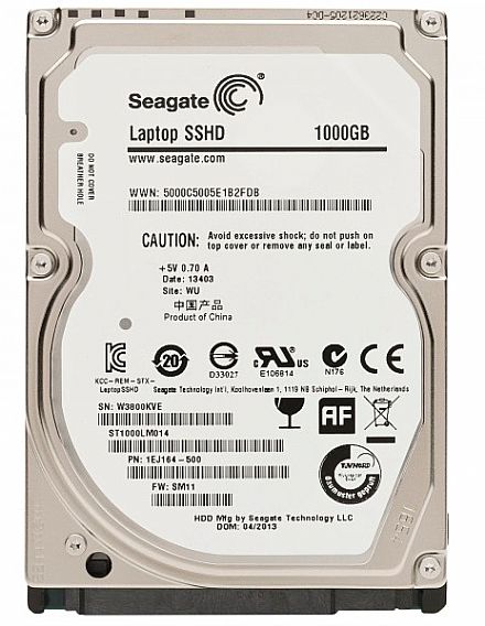 HD 1TB Hybrido SSHD - 2.5" - 9.5mm - 8GB SSD - 64MB Cache - Seagate ST1000LM014