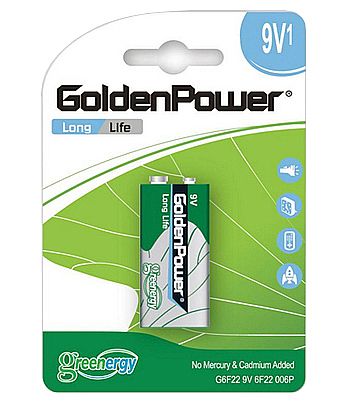 Bateria 9v Golden Power LongLife - 6F22