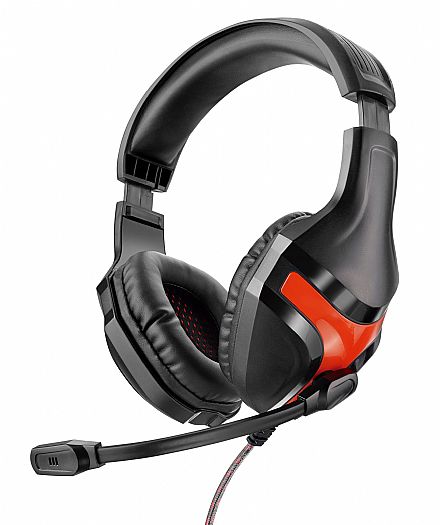 Headset Gamer Multilaser PH101 - com Controle de Volume - Conector P2 - Vermelho