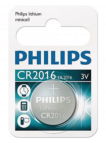 Bateria CR2016/01B Philips - Lithium 3V - tipo moeda