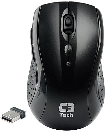 Mouse sem Fio C3Tech M-W012 - 2.4GHz - 1600dpi - 5 botões - Preto