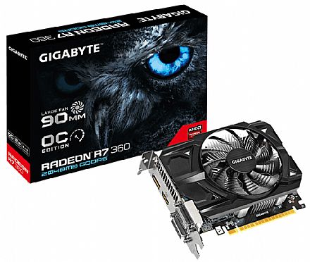 AMD Radeon R7 360 2GB GDDR5 128bits - Gigabyte GV-R736OC-2GD - Seminovo sem caixa