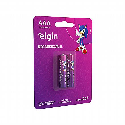 Pilha Recarregável AAA Elgin 82170 - 1000mAh - 2 unidades