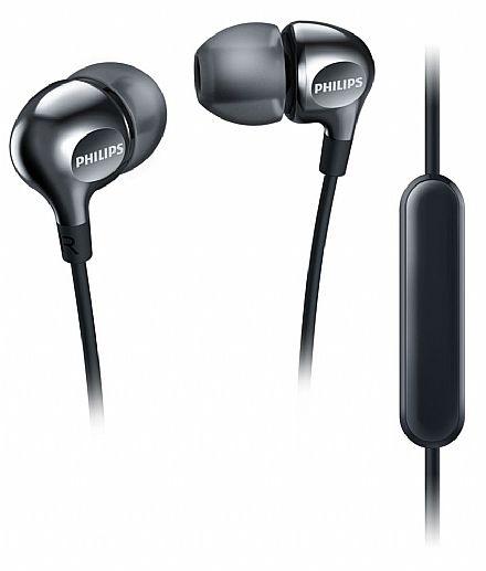 Fone de Ouvido Intra-Auricular Philips SHE3705BK - com Microfone - Conector P2 - Preto