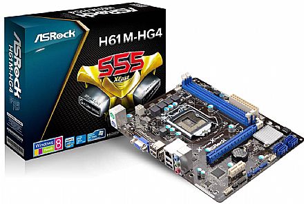 Placa Mãe AsRock H61M-HG4 (LGA 1155 - DDR3 1600) Chipset H61 - Micro ATX