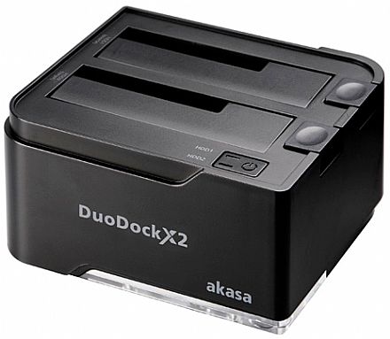Docking Station para SSD e HD 2.5" / 3.5" SATA Akasa DuoDock X2 - USB 3.0 - AK-DK06U3-BK