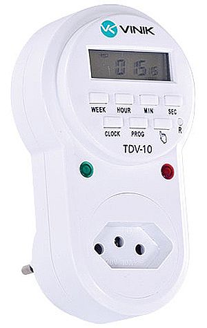 Timer Temporizador Digital Bivolt - 8 Programas - Ideal para ligar e desligar aparelhos elétricos em horários programados - Vinik TDV-10