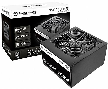 Fonte 700W Thermaltake Smart Series - PFC Ativo - Eficiência 80% - 80 PLUS® White - PS-SPD-0700NPCWBZ-W