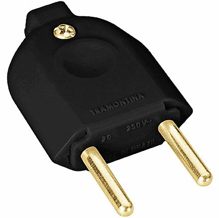 Plug Macho - 2 Pinos - 20A / 250V - Preto - Tramontina